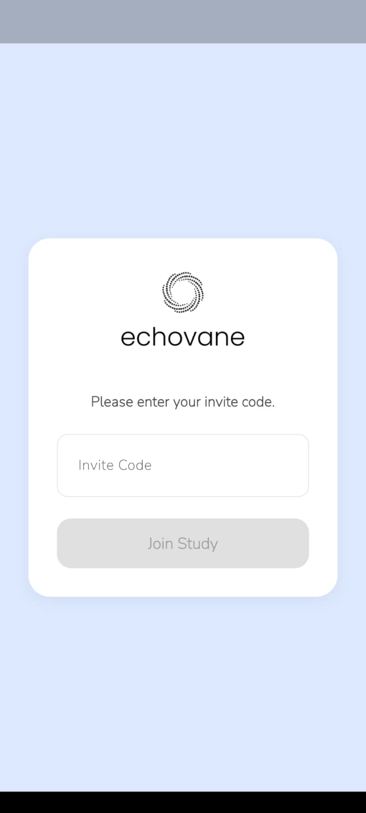 Invite code screen 1